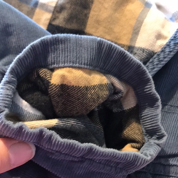 Osh Kosh big Osh dusty blue cord overalls with plaid flannel lining & buckles - Picture 7 of 16